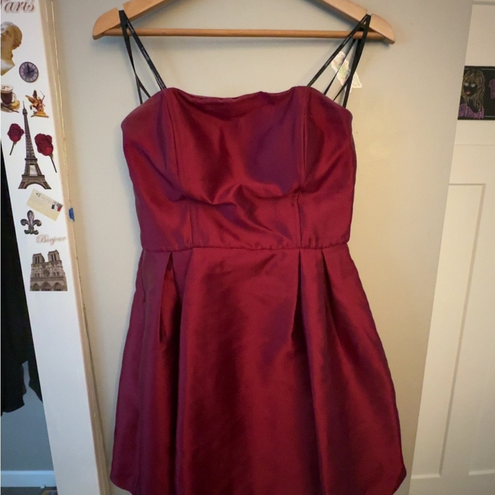 Speechless Red Pleated Ruched Mini Sundress